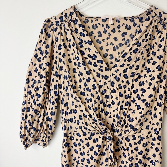 Rebecca Taylor Silk Cheetah Tie Front Dress Size 6 - Picture 8 of 14